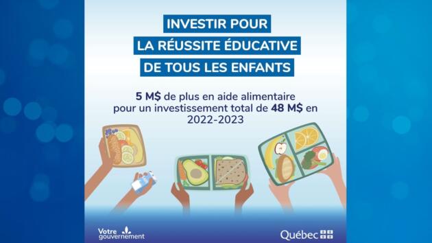 Éducation : Une aide alimentaire de 5.3M$ de Québec bien accueillie