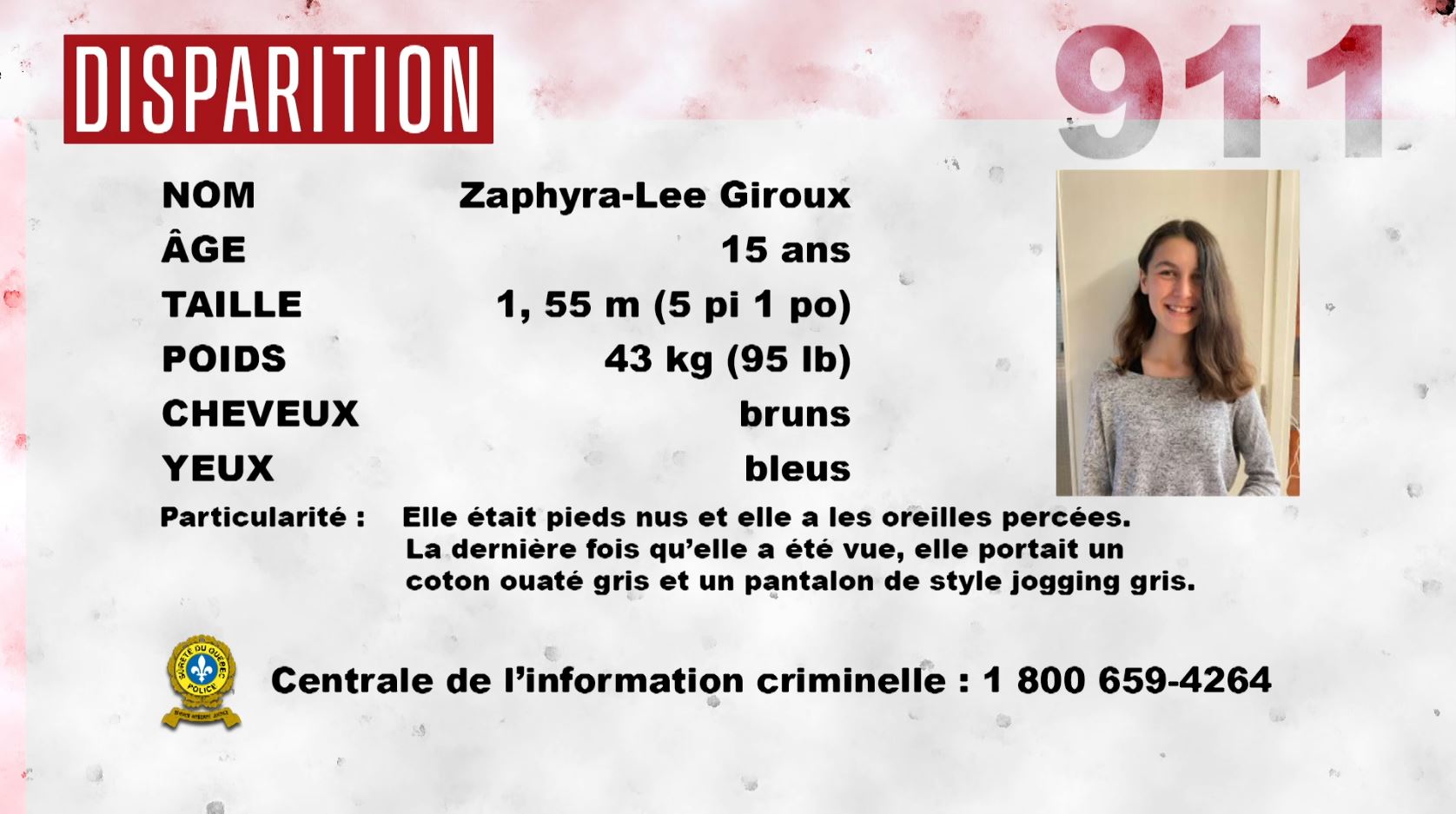 Zaphyra-Lee Giroux retrouvée - TVA Abitibi-Temiscamingue